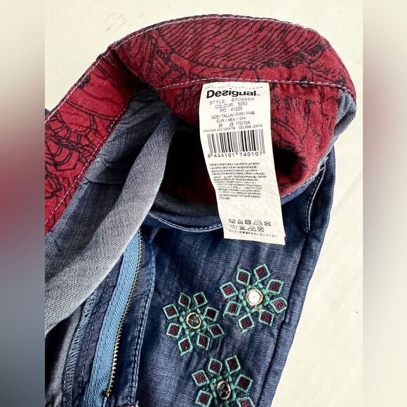 Desigual Embroidery/Sequences Wide Leg Cropped Pants - Picture 8 of 13